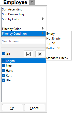 Filtering by condition
