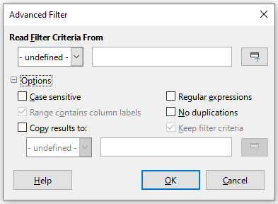 Advanced Filter dialog