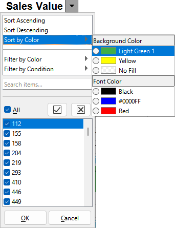 AutoFilter sort by color options
