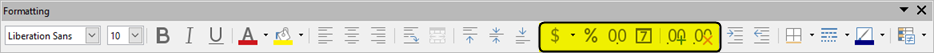 Number icons on Formatting toolbar