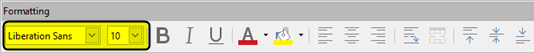 Font Name and Size on Formatting toolbar