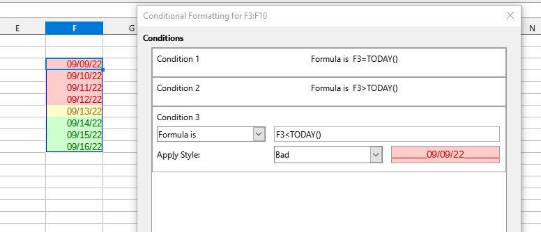 Conditions to set current, past, and future dates using formulas