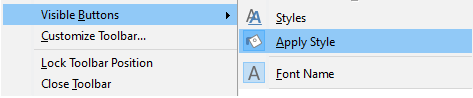 Adding the Apply Style list to the Formatting toolbar