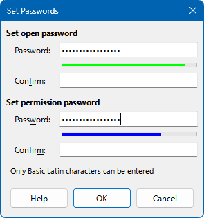 Set Passwords dialog