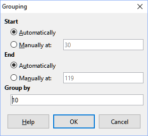 Grouping dialog with scalar categories