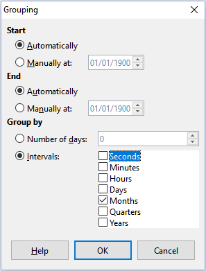 Grouping dialog for date/time categories
