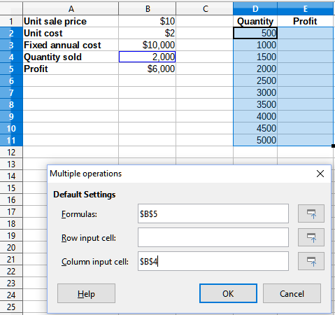 Inputs to Multiple Operations tool for one formula, one variable
