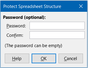 Protect Spreadsheet Structure dialog