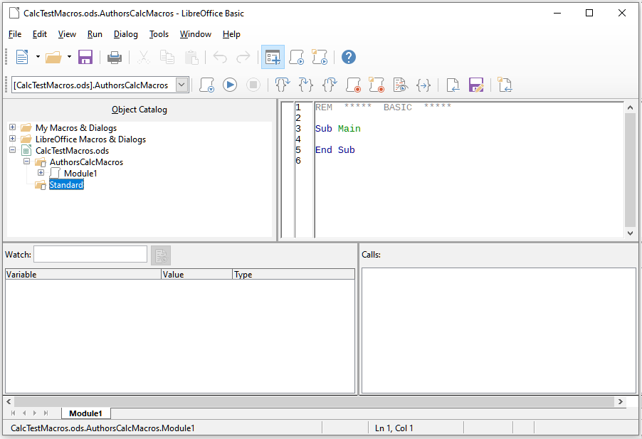 LibreOffice Basic Integrated Development Environment