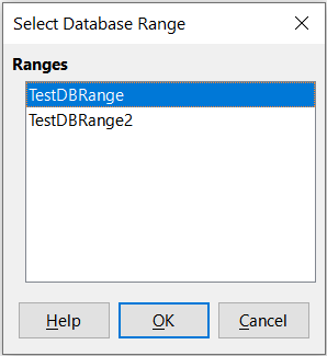 Select Database Range dialog