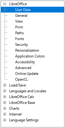 LibreOffice options