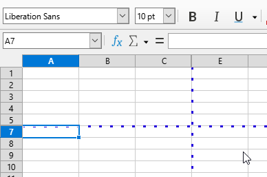 Hidden columns and rows indicator