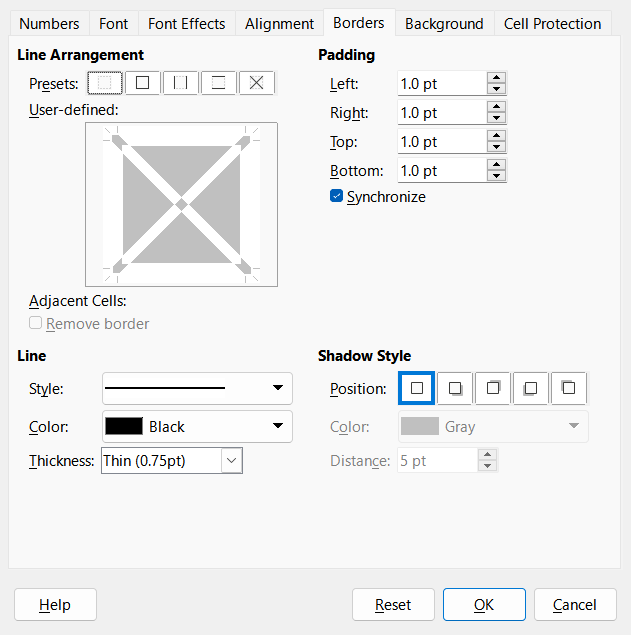 Format Cells dialog – Borders tab