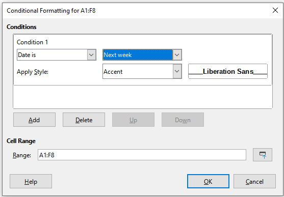 Conditional Formatting dialog - Date