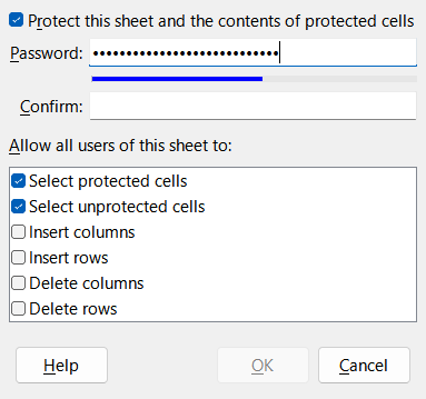 Protect Sheet dialog