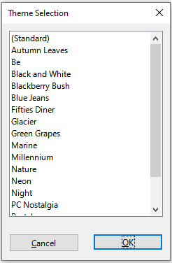 Theme Selection dialog