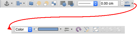 Drawing Object Properties toolbar after inserting an object