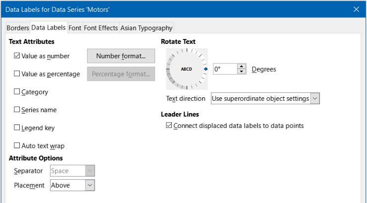 Data Labels tab of the Data Labels dialog