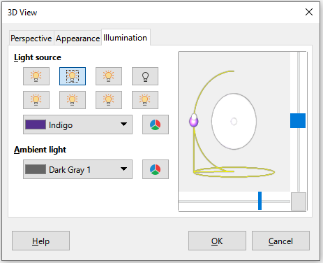 3D View dialog – Illumination tab