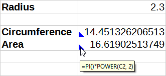 Formula indicator and hint