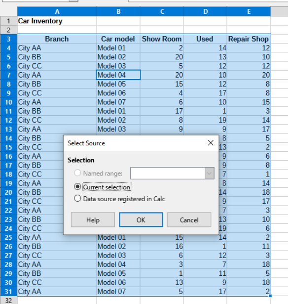 Automatic list selection with cursor in  cell B7