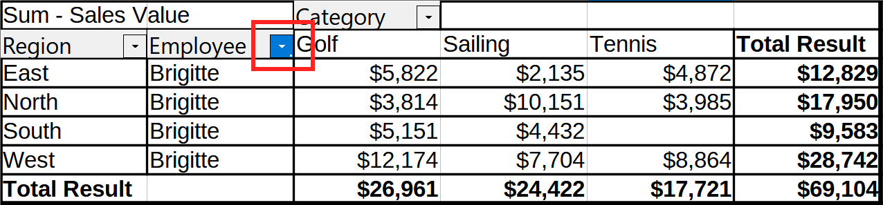 Arrow color change and indicator square on column heading