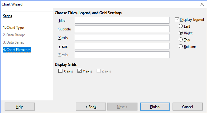 Enter chart elements through the Chart Wizard when creating a pivot chart