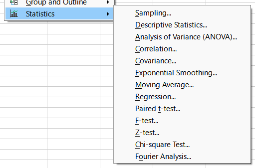 Statistics menu