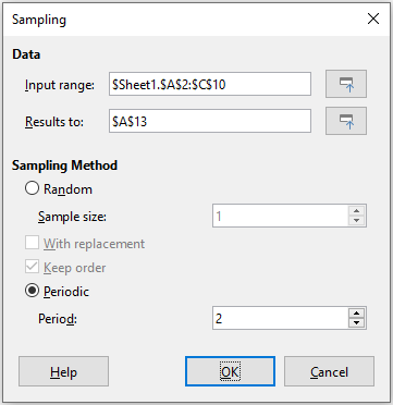 Sampling dialog