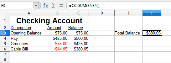 Checking ledger