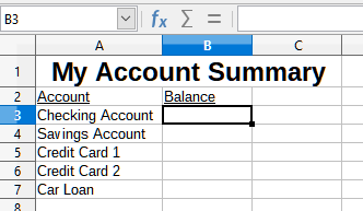 Blank Summary sheet