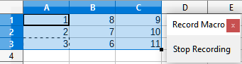 Record Macro dialog with Stop Recording button