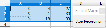 Cells A1:C3 multiplied by 3