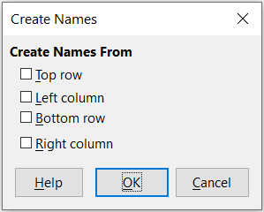 Create Names dialog