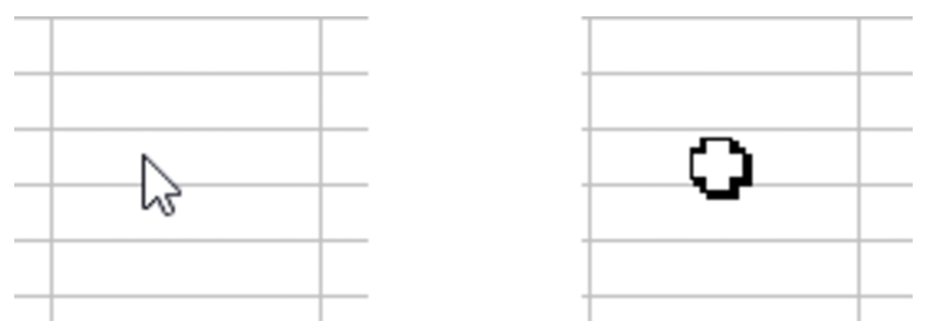 Typical System (left) and Themed (right) cursors