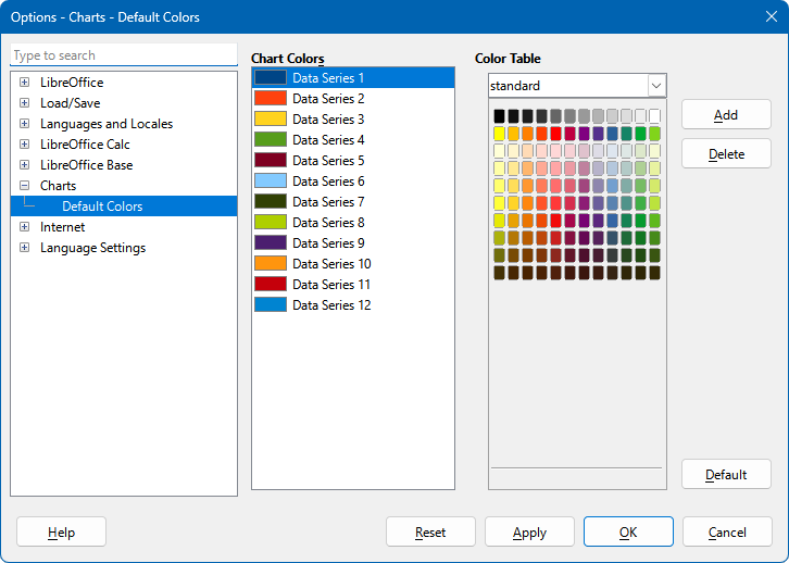 Defining chart colors