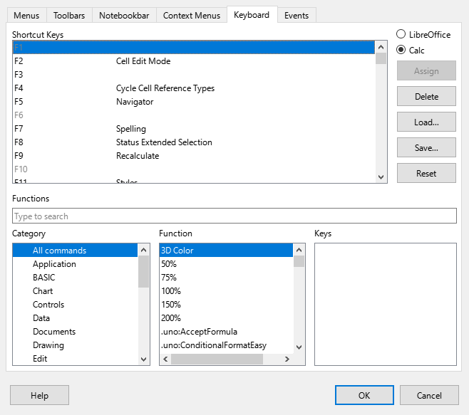 Customizing a keyboard shortcut