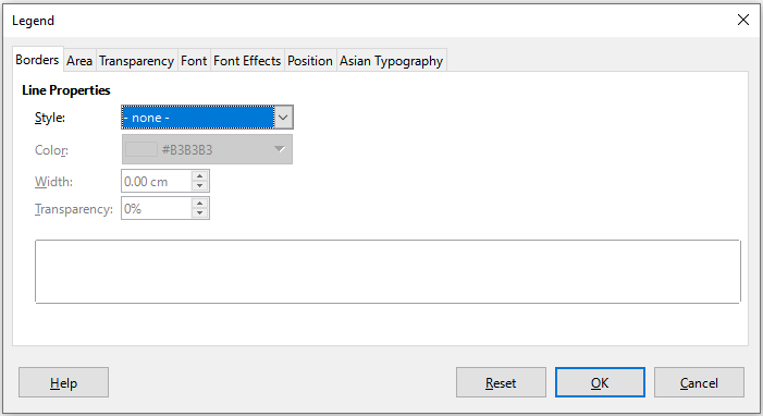 Legend formatting dialog