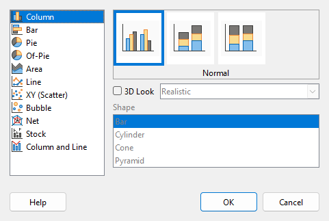 Chart Type dialog – Column