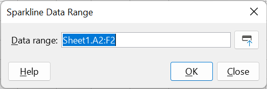 Sparkline Data Range dialog