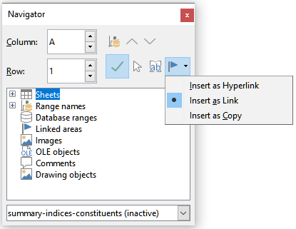 Select Insert as Link from Drag Mode menu