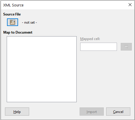 XML Source dialog (on initial display)