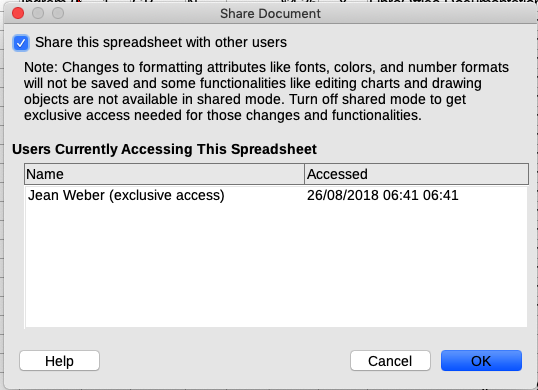 Share Document dialog