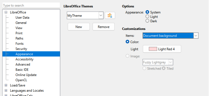 Application appearance page