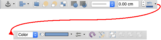 Drawing Object Properties toolbar after inserting an object.