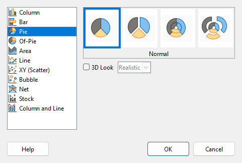 Chart Type dialog - Pie