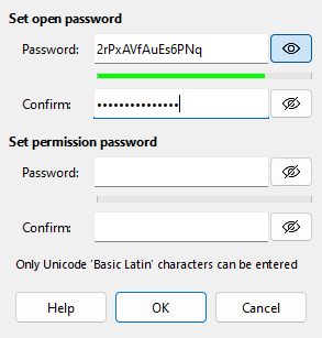 Set Passwords dialog