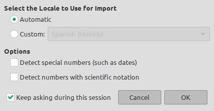 Import Options dialog