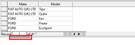 Data Source window records