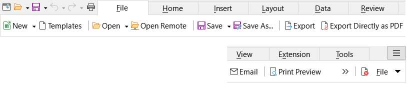 Tabbed Compact interface, File tab